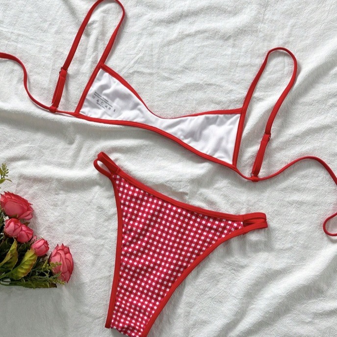 17_0bcefb1c19d15752ac05fc4ace7df1d0 Retro red and white checkered bikini - Image 3