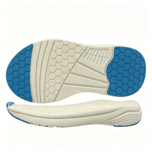 blue and white contrasting shoe soles
