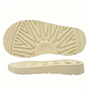 A thick sole of a sports shoe