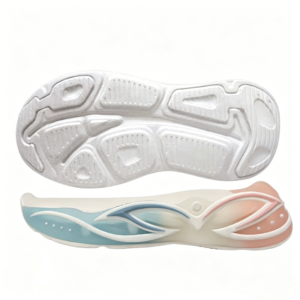 Blue and pink gradient contrasting shoe sole