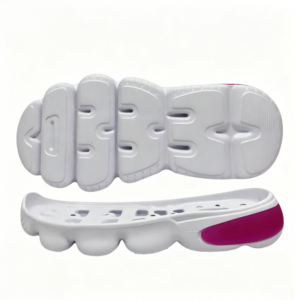 white and purple contrasting segmented sole